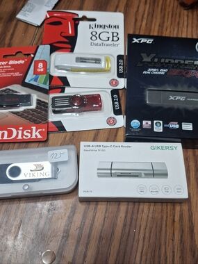 Card Reader And Assorted Flash Drives
